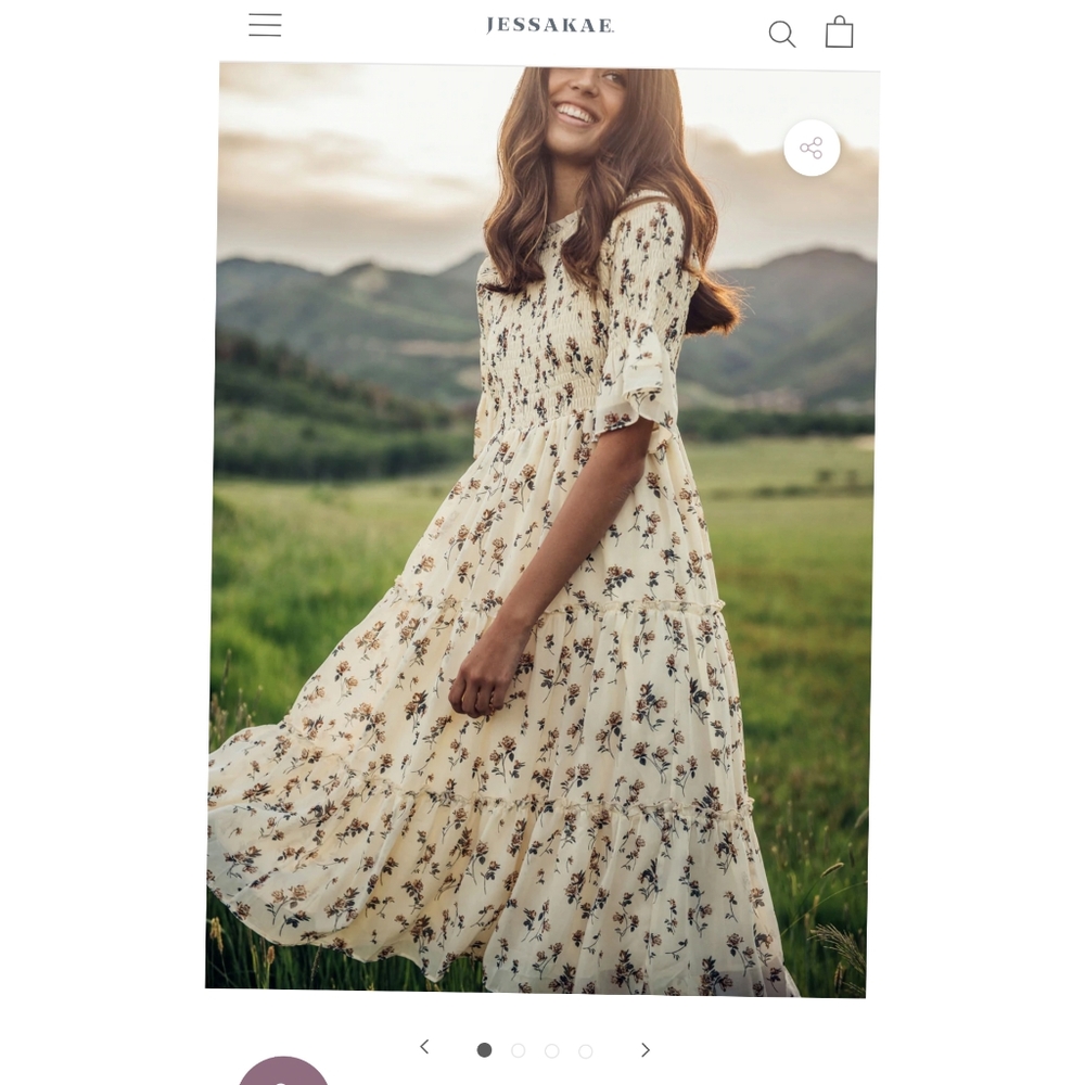 JESSAKAE Wandering Willoughby Dress L Yellow Floral